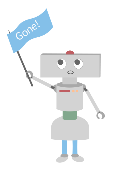 Robot with a gone sign